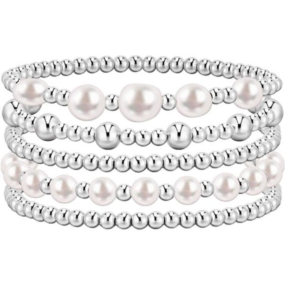 Gold Bracelets for Women Beaded Bracelet 14K Gold Plated Bracelet Stack